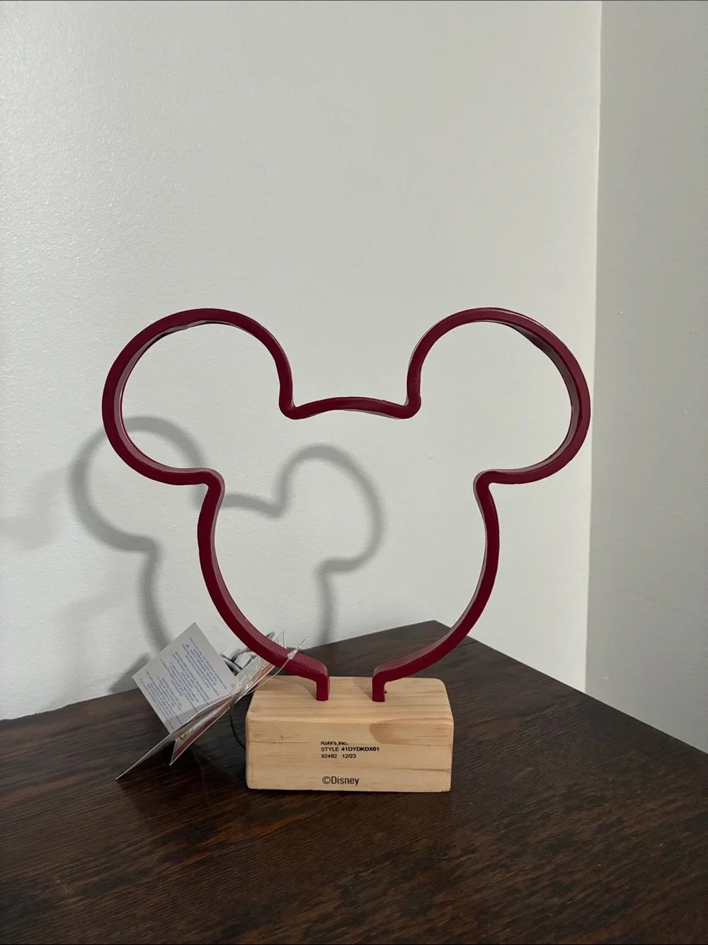 NWT- Disney- LED Light Up- RED- Mickey Mouse Head Neon Accent Light